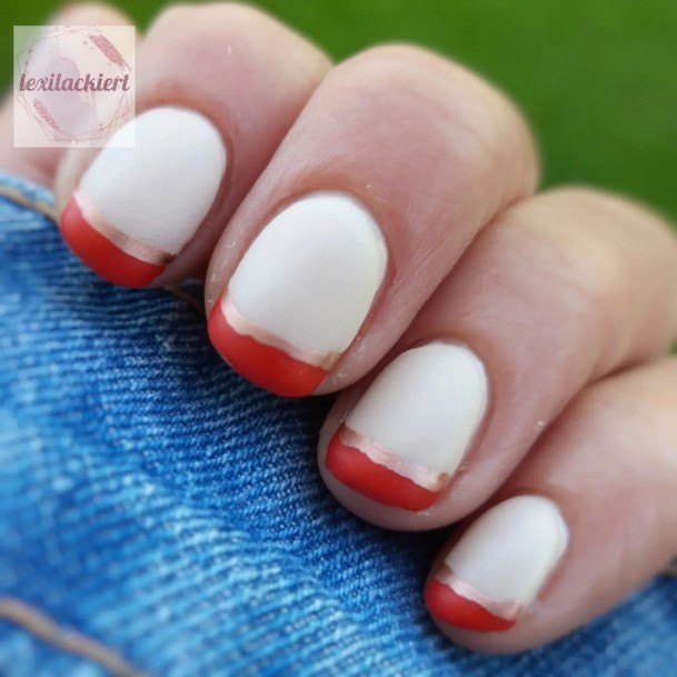 Fingernails Red French Tip Nail Designs For Women