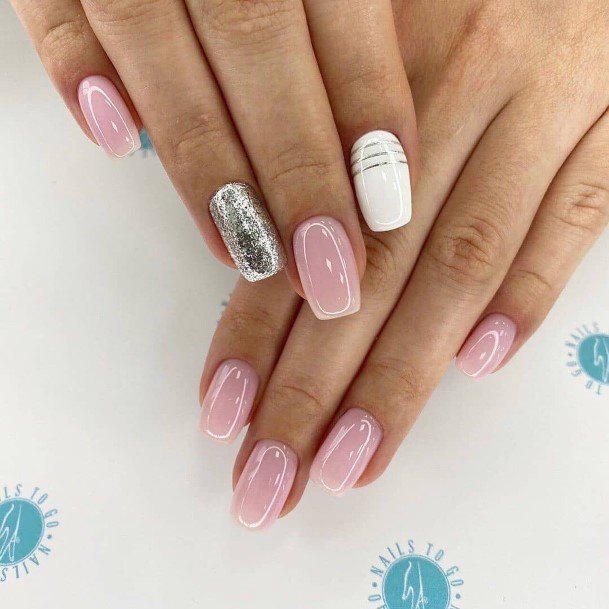 Fingernails Short Pink And White Nail Designs For Women