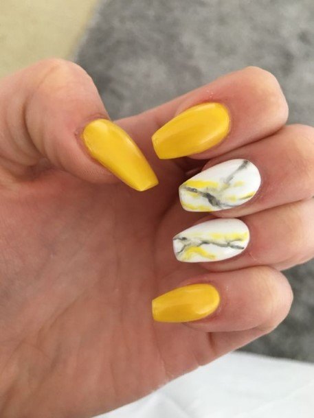 Fingernails Short Yellow Nail Designs For Women