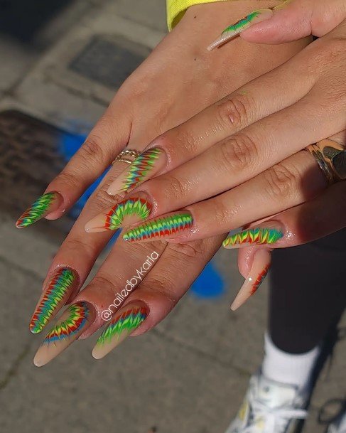 Fingernails Tie Dye Nail Designs For Women