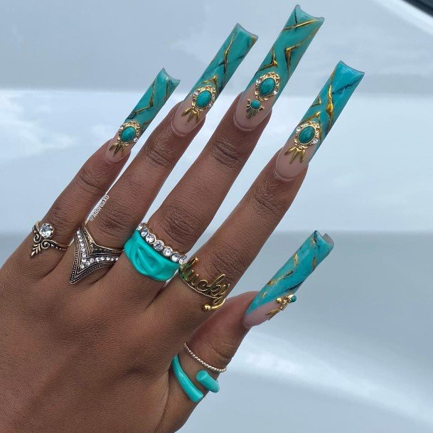 Fingernails Turquoise Ombre Nail Designs For Women