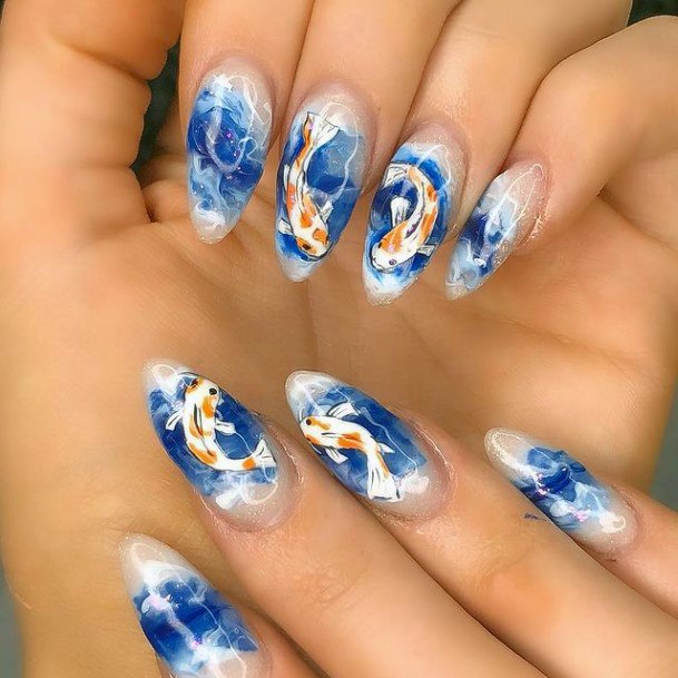 Fish Blue Water Nails Women