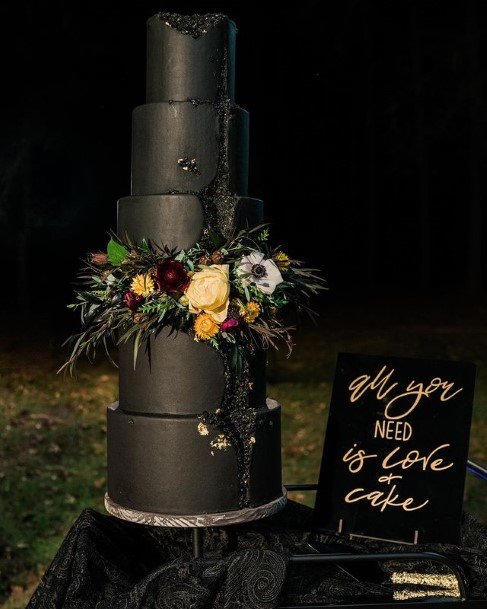 Five Tiered Black Wedding Cake