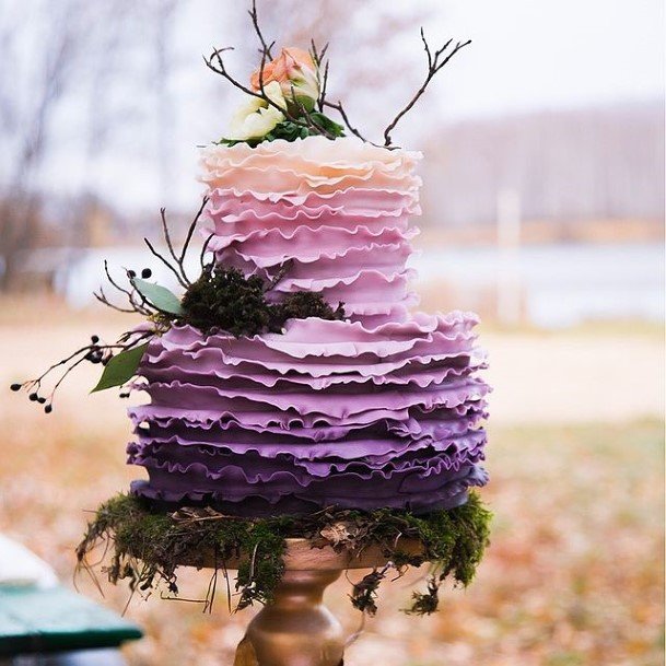 Flaky Icing Purple Wedding Cake