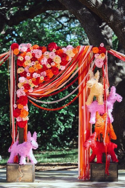 Flamboyant Colored Flowers Mexican Wedding Decorations