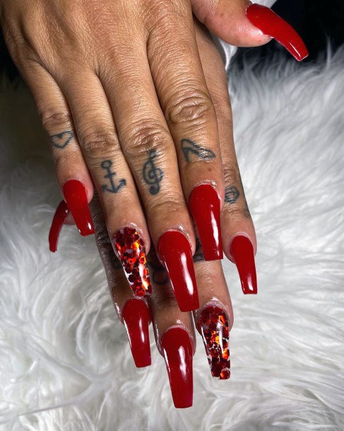 Flamboyant Long Red Nails For Women