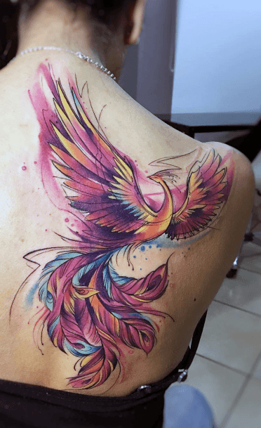 Flamboyant Phoenix Tattoo Womens Back