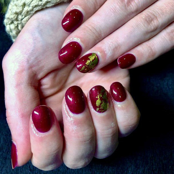 Flamboyant Red And Gold Nails Women