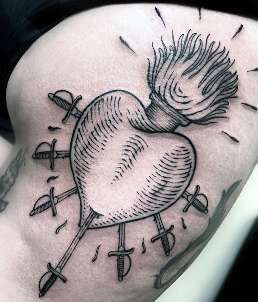 Flaming Heart Female Tattoo Designs