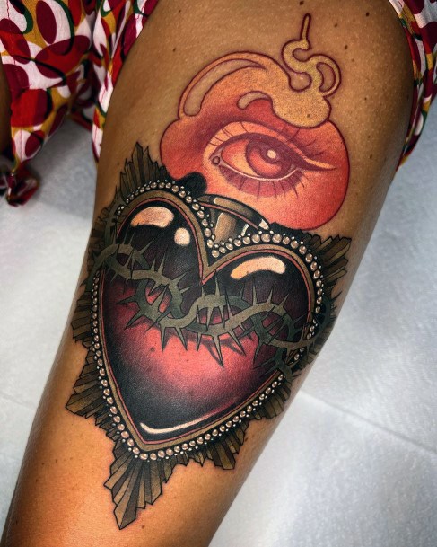 Flaming Heart Girls Tattoo Ideas