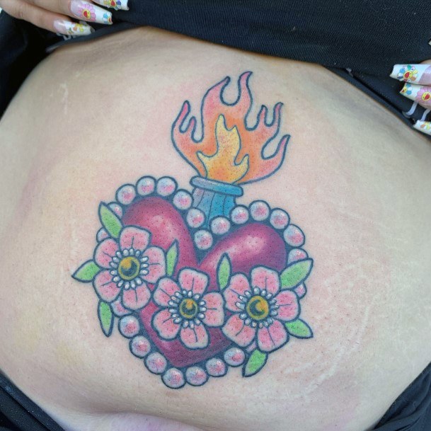 Flaming Heart Tattoo Design Ideas For Girls