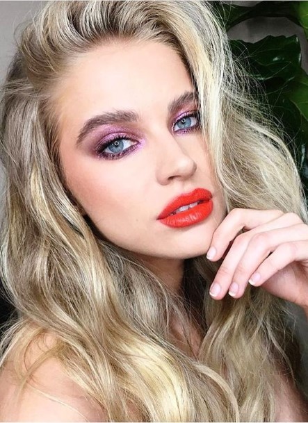 Flaming Red Lipstick Look For Women