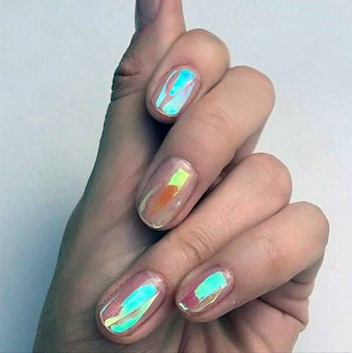 Flashy Iridescent Nails Women