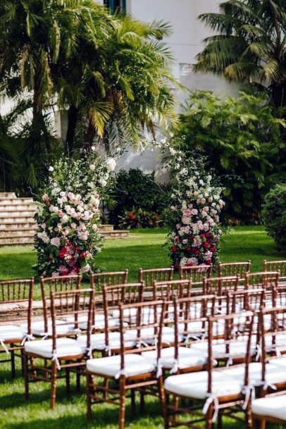 Flattering Red White Floral Arbor Wedding Arch Ideas