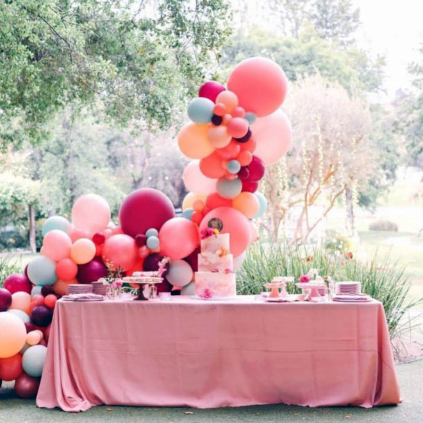 Flattering Salmon Pink Wedding Baloon Inspiration Decor