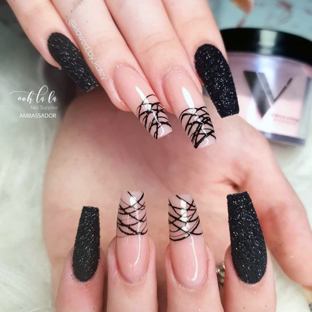 Flawless Drizzle Black Sparkly Nails Design Marvelous For Women