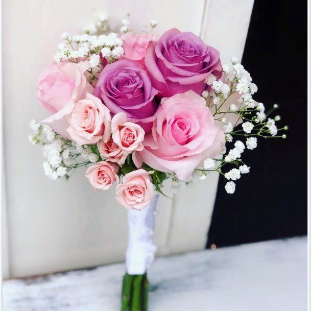 Flawless Pink Purple Roses For Bride Wedding Bouquet Ideas