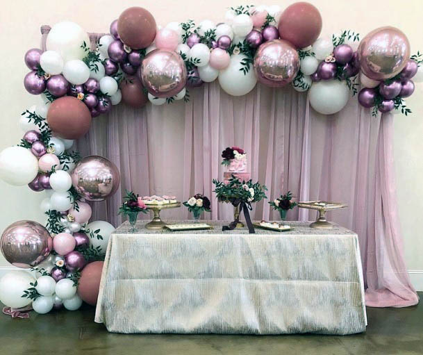 Flawless Pink Wedding Desert Table Balloon Backdrop Border Decor