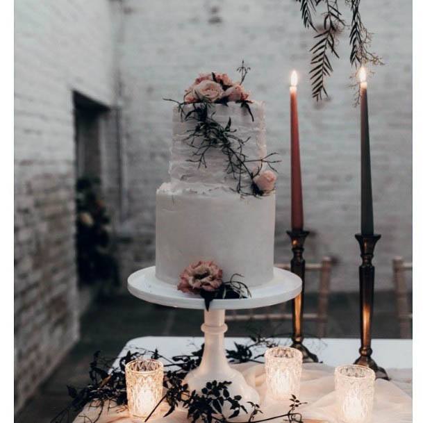 Flawless Two Layer White Wedding Cake Beautiful Flower Decoration Table Ideas