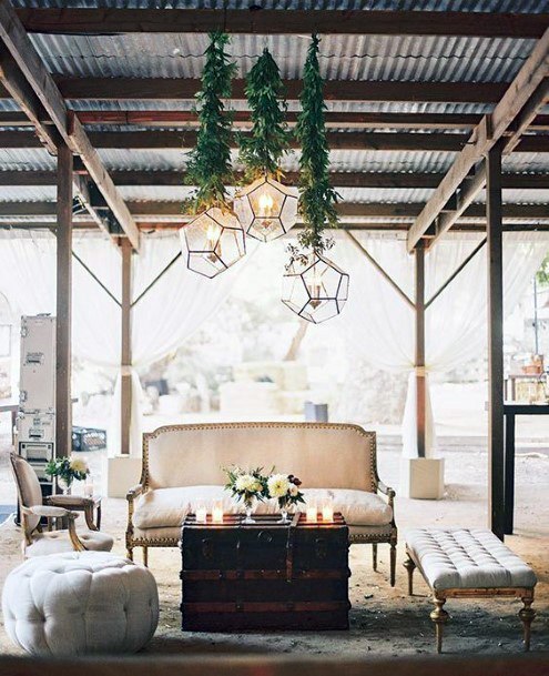 Flawless White Unique Furniture Greenery Hanging Chandeler Barn Wedding Ideas