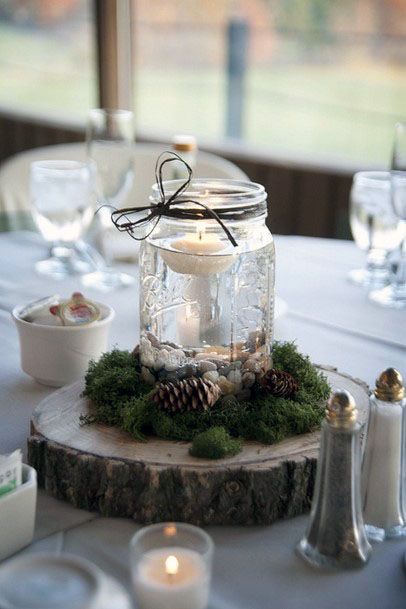 Floating Candle On Mason Jar Wedding Decorations