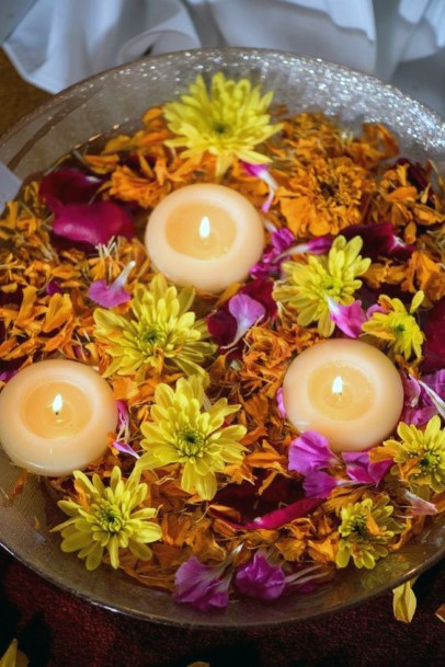 Floating Candles And Flowers Indian Wedding