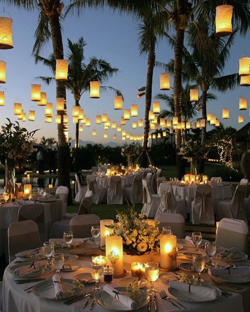 Floating Golden Lanterns Wedding Decor