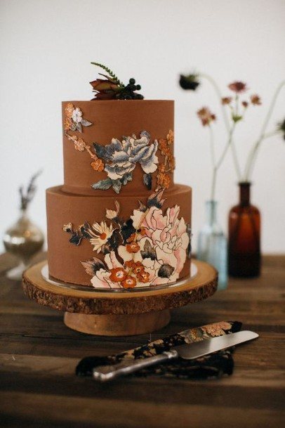 Floral Chocolate Wedding Cake