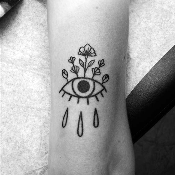 Floral Eye Tattoo Womens Hands