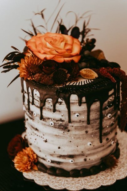 Floral Halloween Wedding Cake