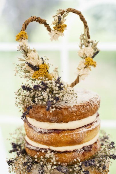 Floral Heart Creeper Rustic Wedding Cake Topper