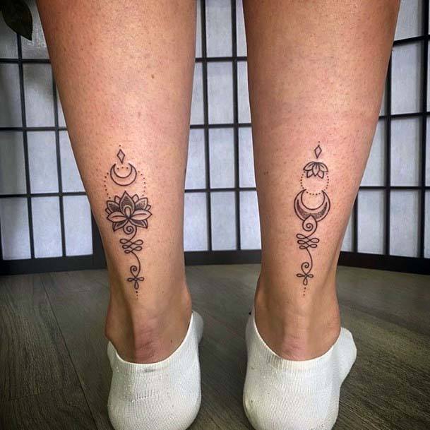 Floral Kolam Art Tattoo Womens Ankles