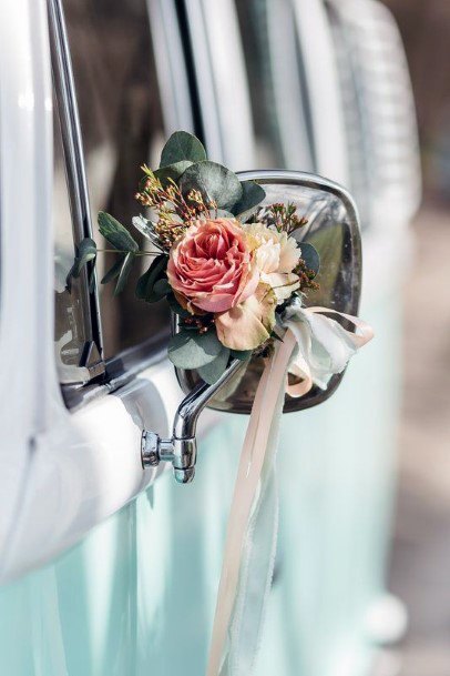 Floral Rear View Mirror Wedding Car Decoration