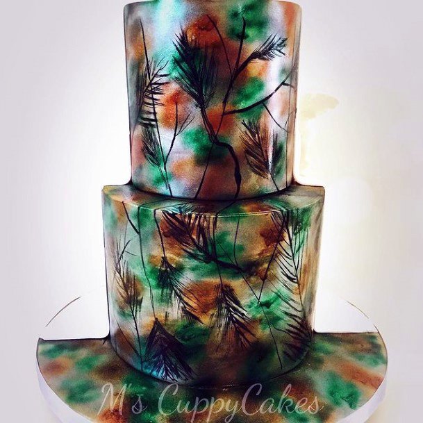 Floral Shiny Camo Wedding Cakes