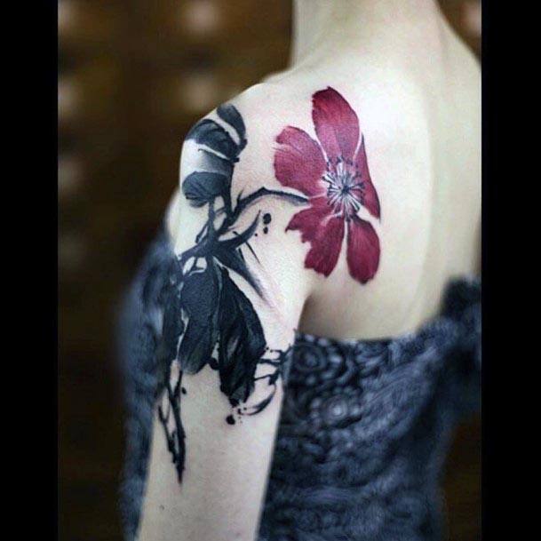 Floral Tattoo Womens Shoulders