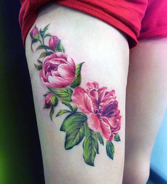 Floral Thigh Tattoo Women