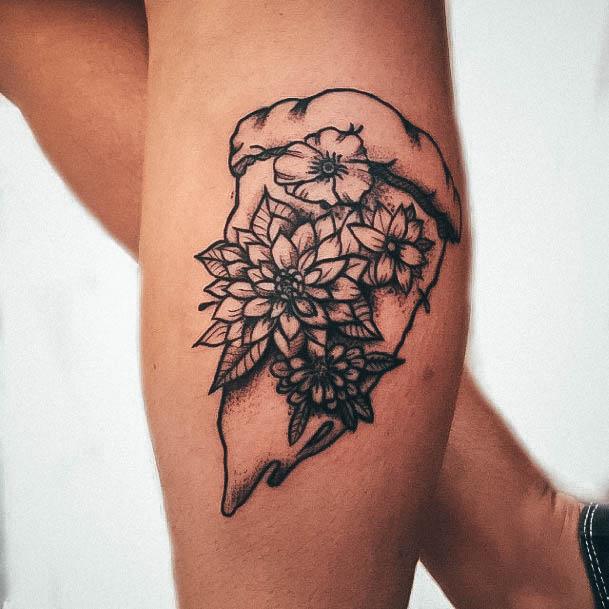 Floral Toppings Calf Womens Cool Pizza Tattoo Ideas