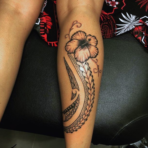Floral Tribal Tattoo Womens Legs