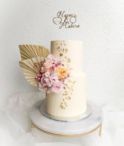 Floral White 2 Tier Wedding Cake