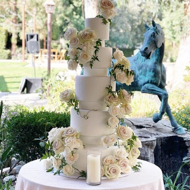 Flower Abundant White Wedding Cake