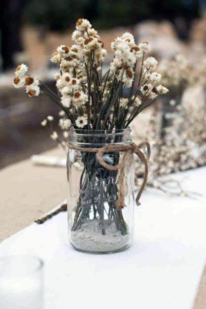 Flower Filled Mason Jar Wedding Decorations