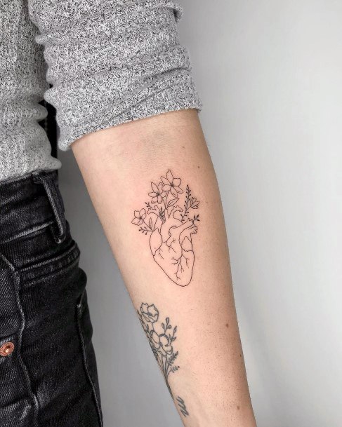 Flower Heart Girls Tattoo Ideas