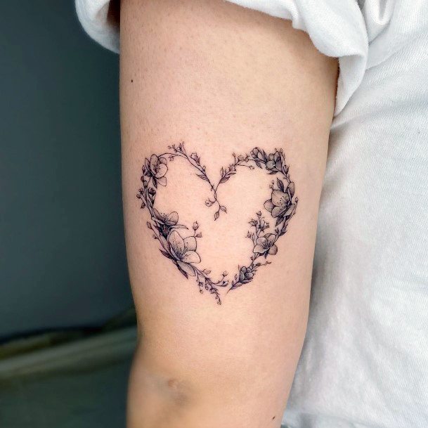 Flower Heart Tattoo Feminine Designs