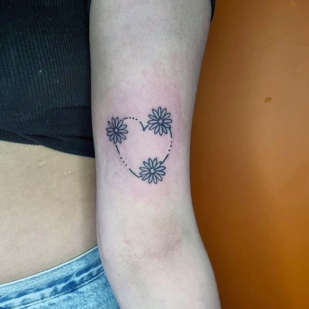 Flower Heart Tattoo For Ladies