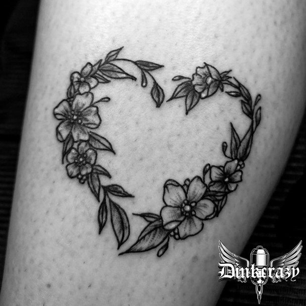 Flower Heart Tattoos Feminine Ideas