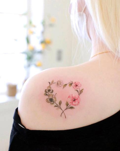 Flower Heart Womens Feminine Flower Heart Tattoos