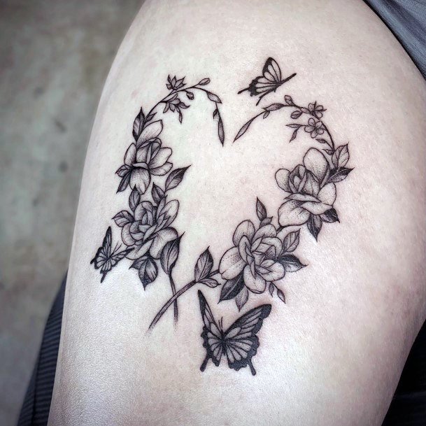 Flower Heart Womens Tattoo Designs