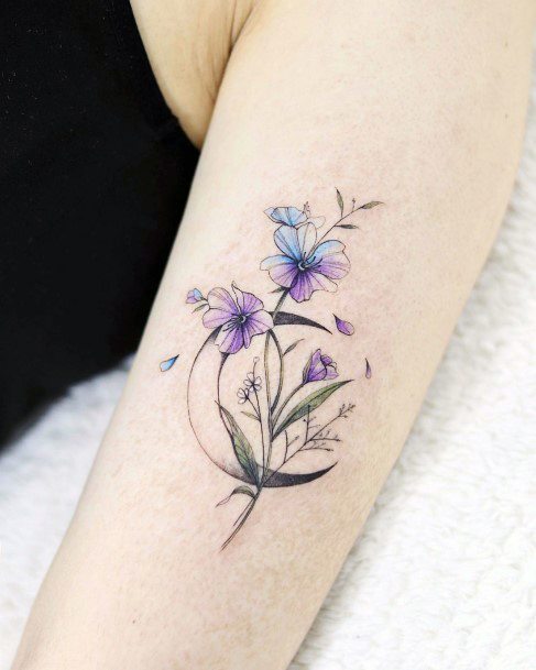 Flower Moon Tattoo Design Inspiration For Women