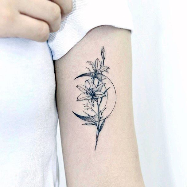 Flower Moon Tattoo For Ladies