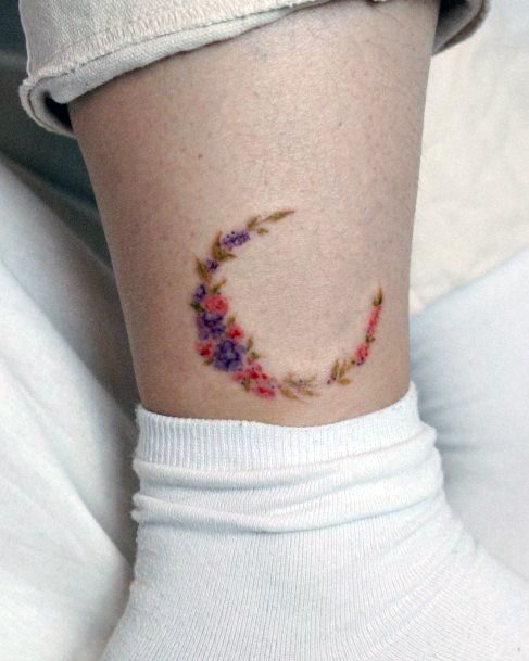 Flower Moon Womens Tattoo Ideas